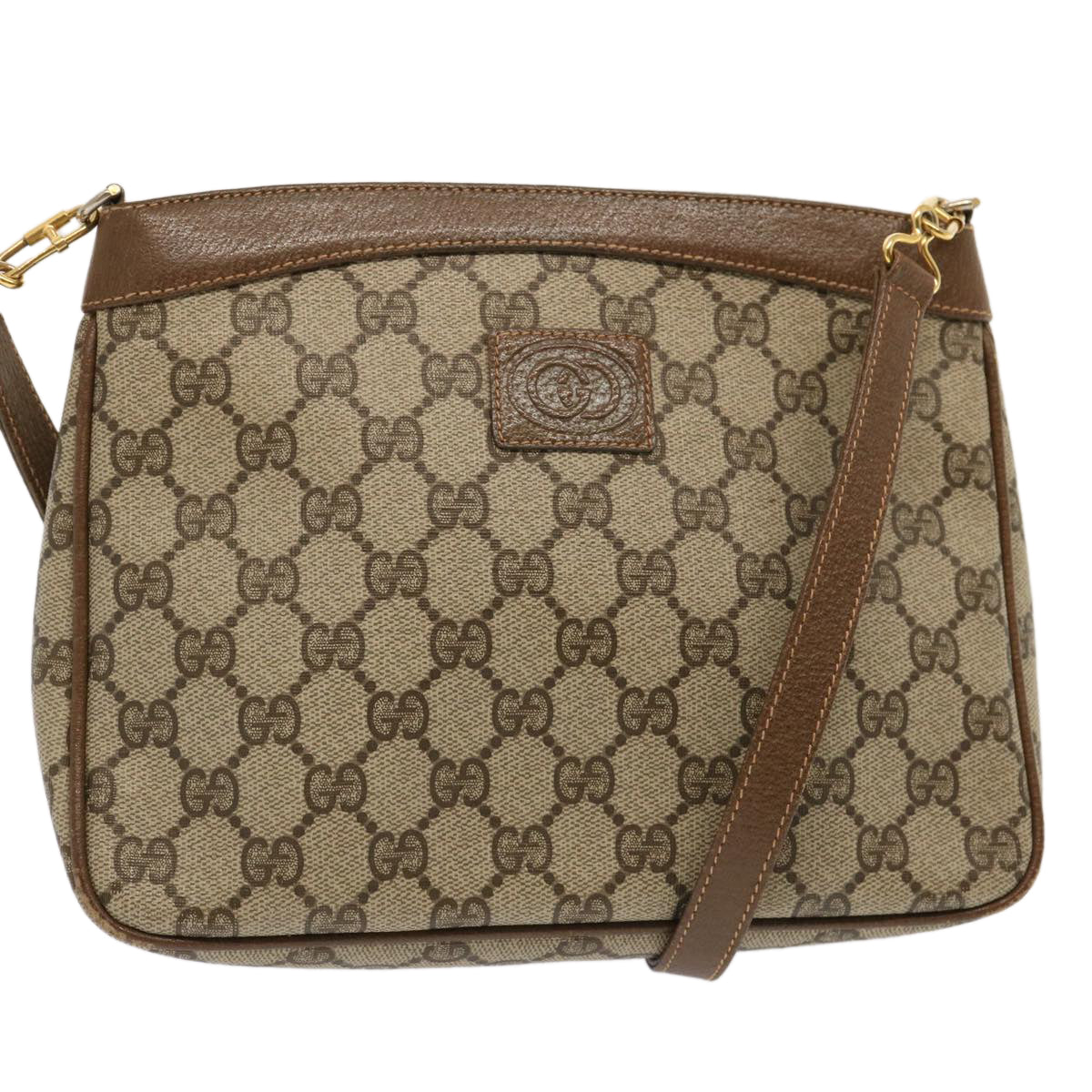 GUCCI GG Canvas Shoulder Bag PVC Beige Auth 72759