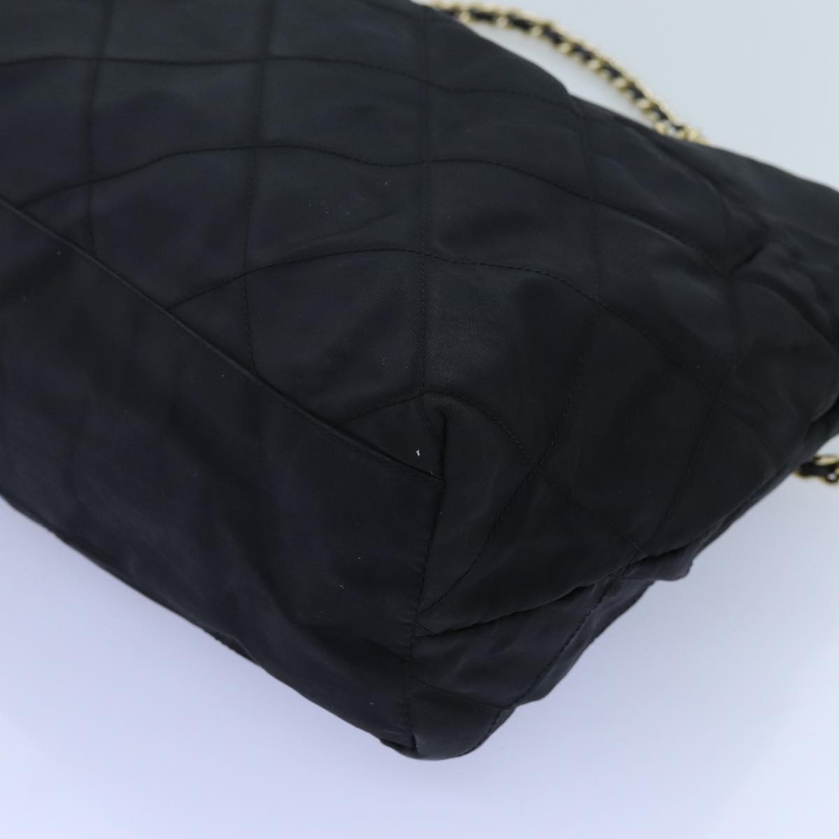 PRADA Quilted Chain Shoulder Bag Nylon Black Auth 72772