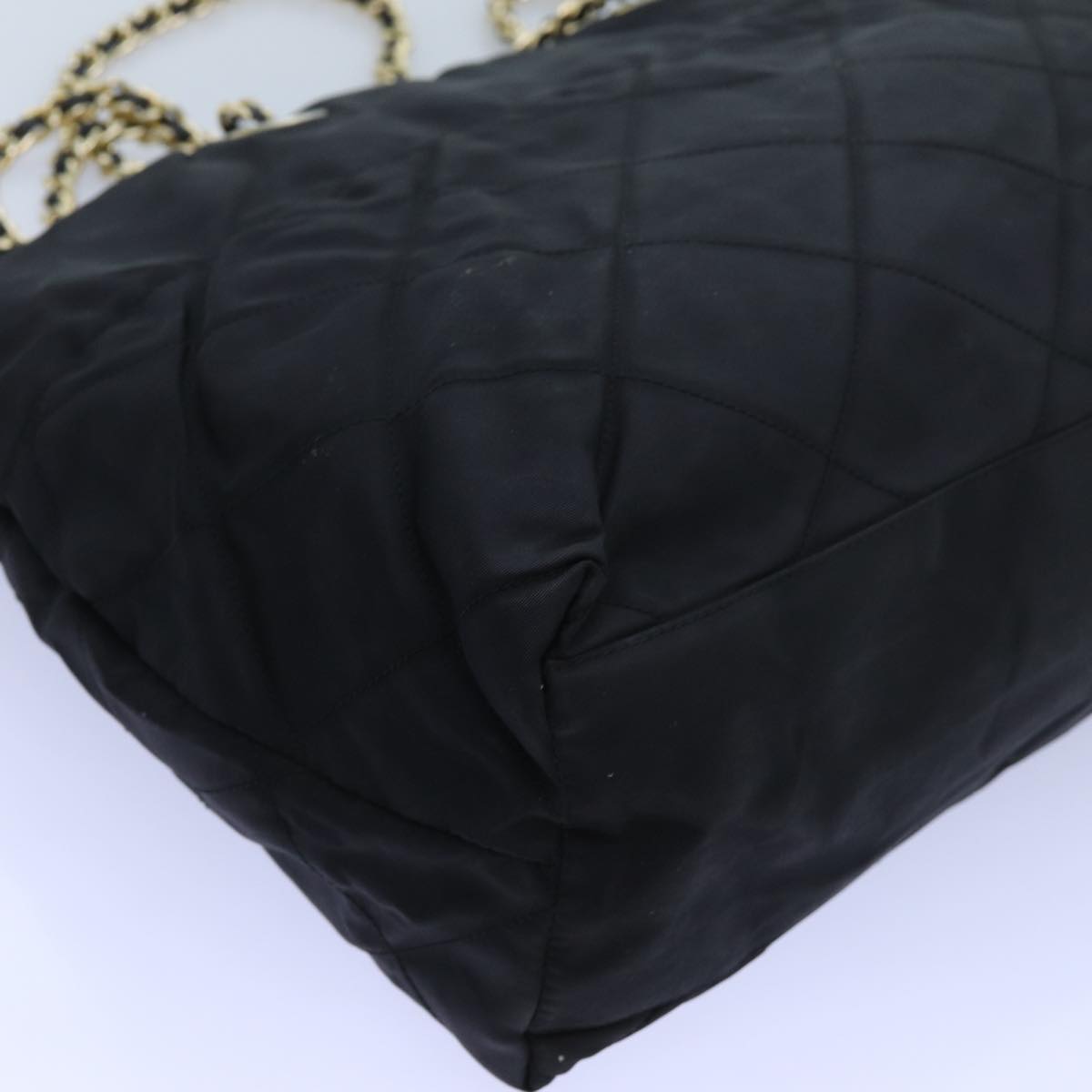 PRADA Quilted Chain Shoulder Bag Nylon Black Auth 72772