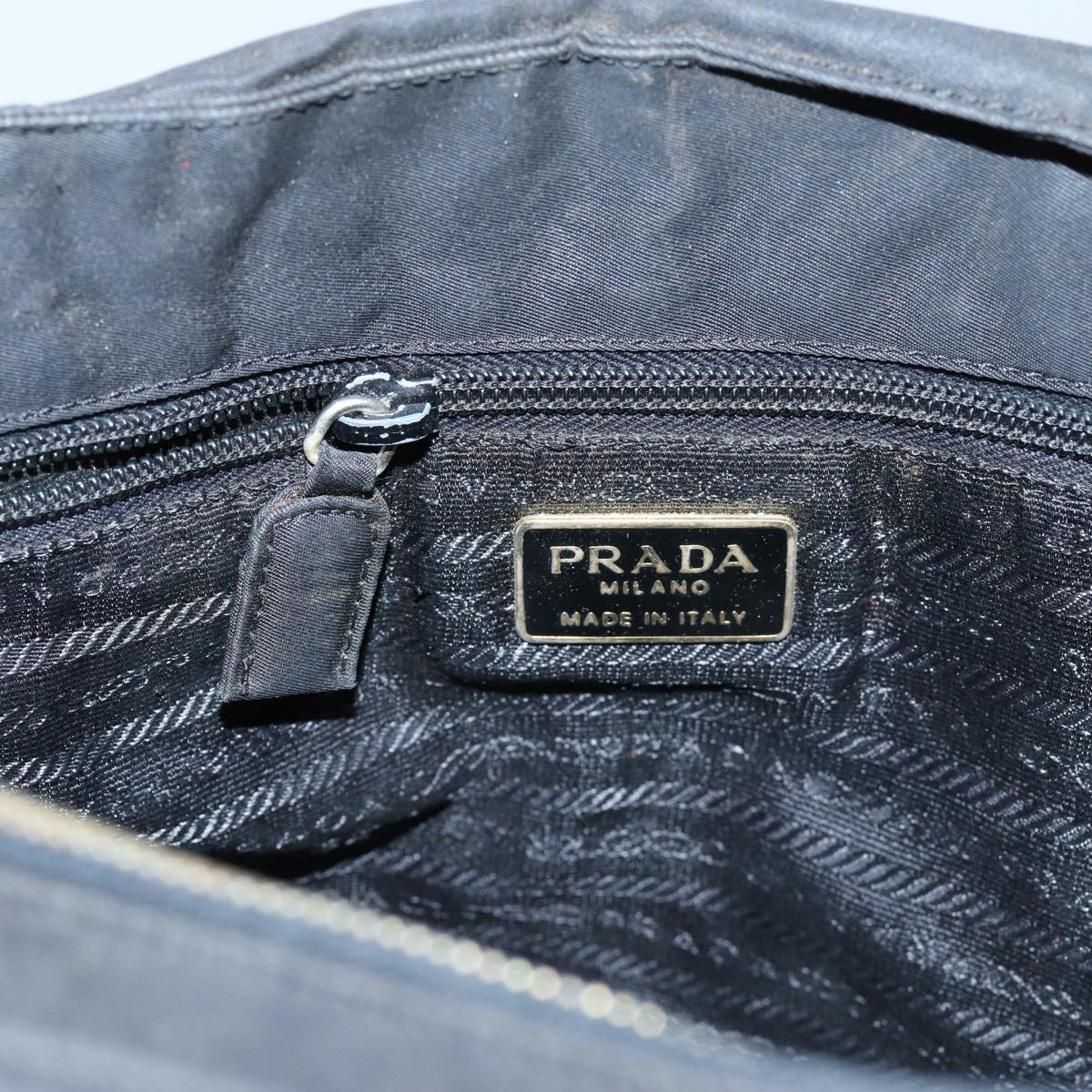 PRADA Quilted Chain Shoulder Bag Nylon Black Auth 72772