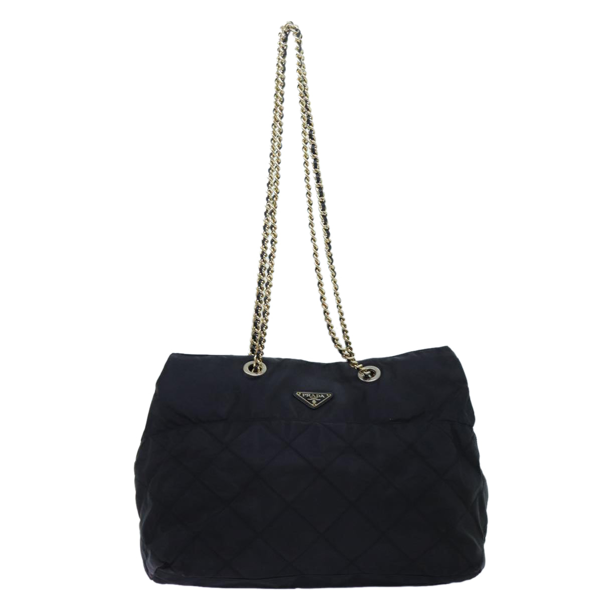 PRADA Quilted Chain Shoulder Bag Nylon Black Auth 72772