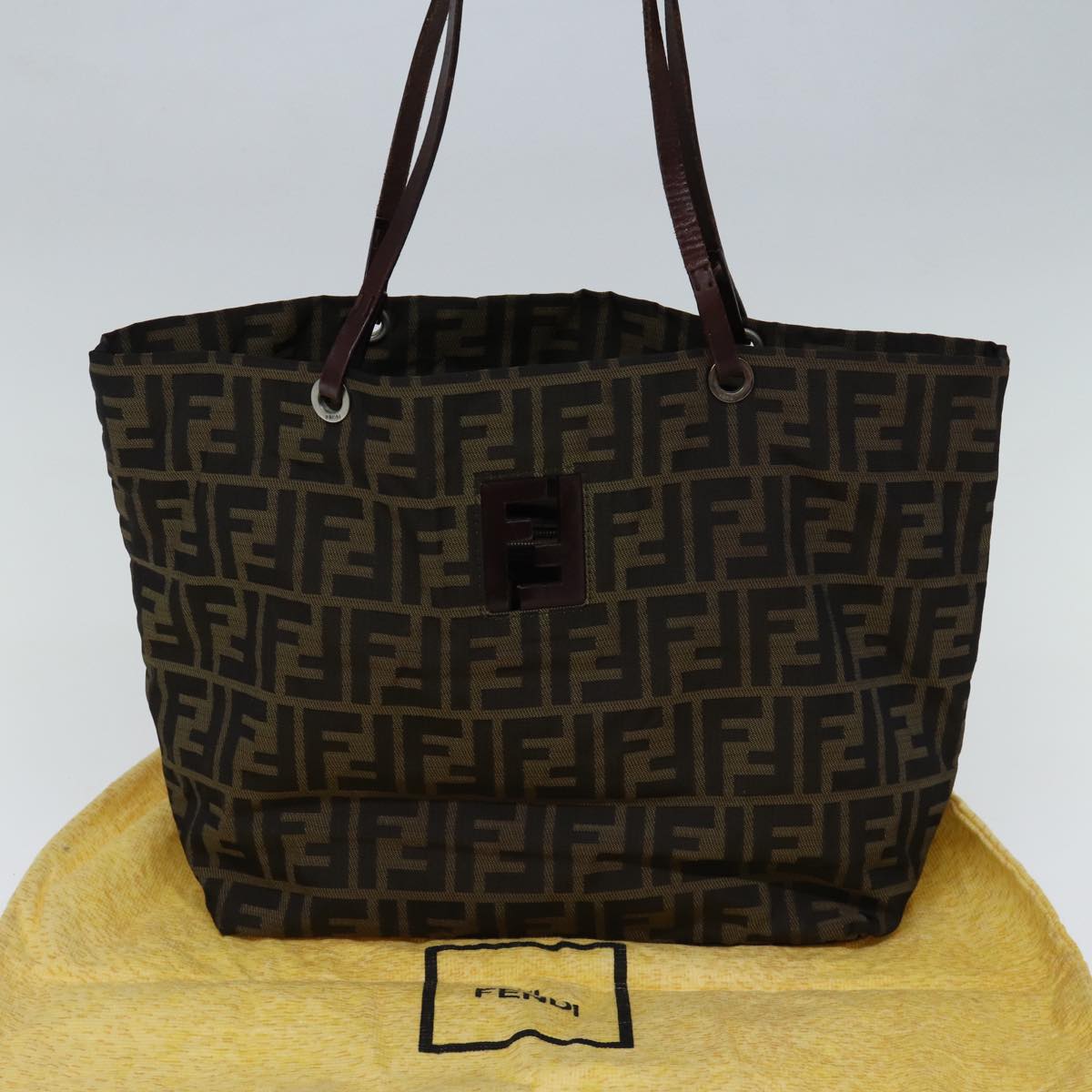 FENDI Zucca Canvas Tote Bag Brown Auth 72779