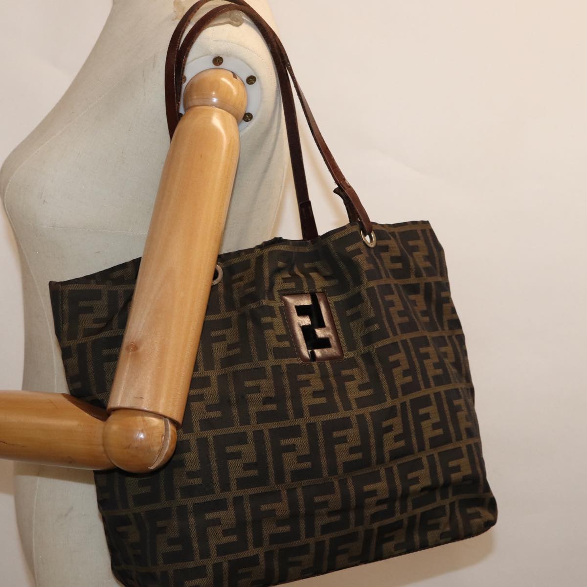 FENDI Zucca Canvas Tote Bag Brown Auth 72779