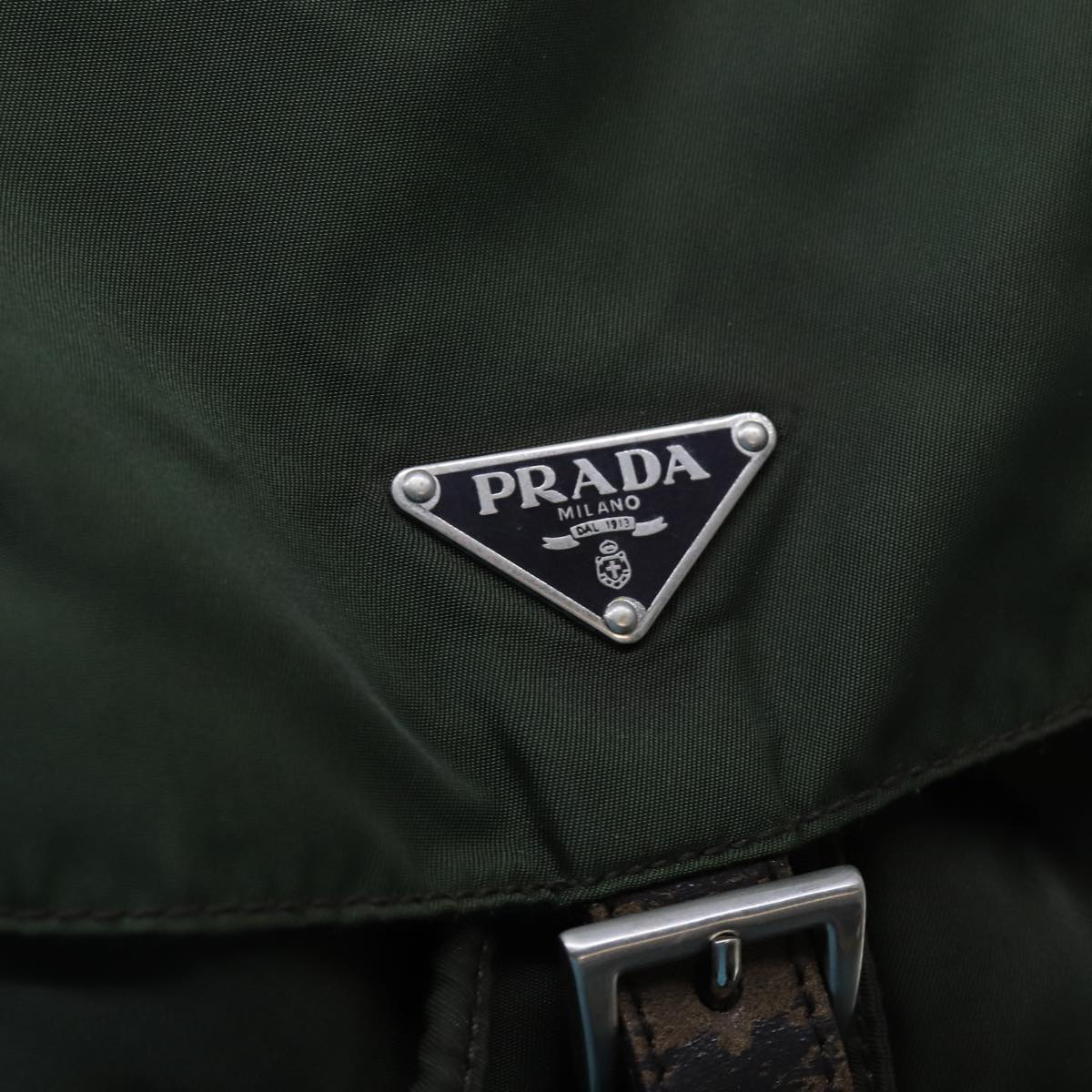 PRADA Backpack Nylon Khaki Auth 72783