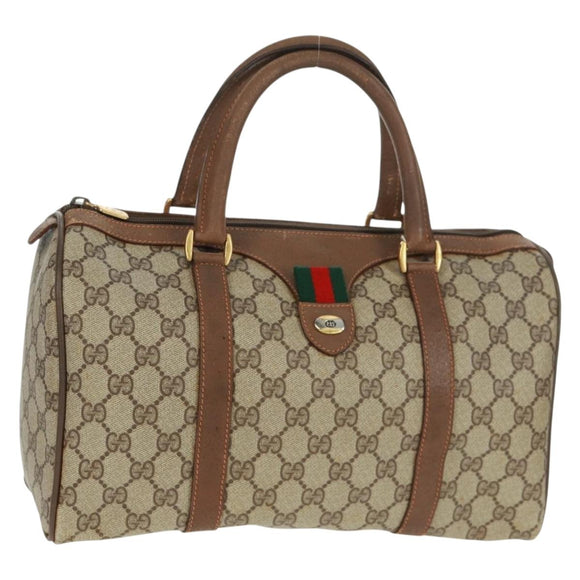 GUCCI GG Supreme Web Sherry Line Bag PVC Beige Green Red 58 02 007 Auth 72785