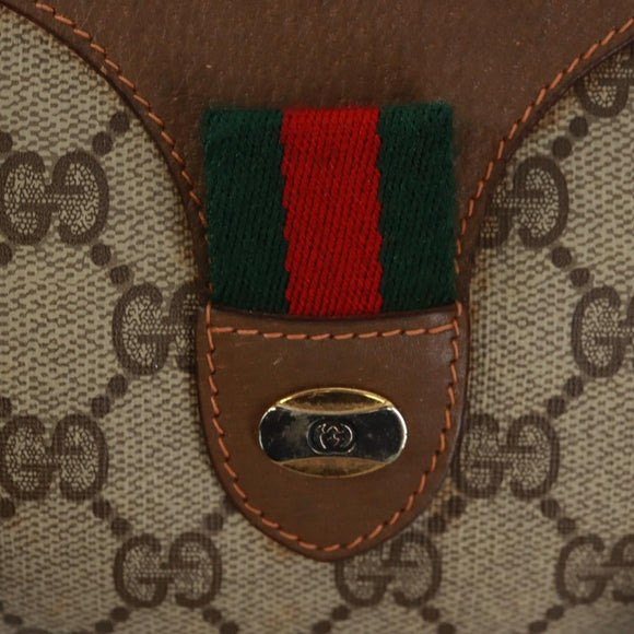 GUCCI GG Supreme Web Sherry Line Bag PVC Beige Green Red 58 02 007 Auth 72785