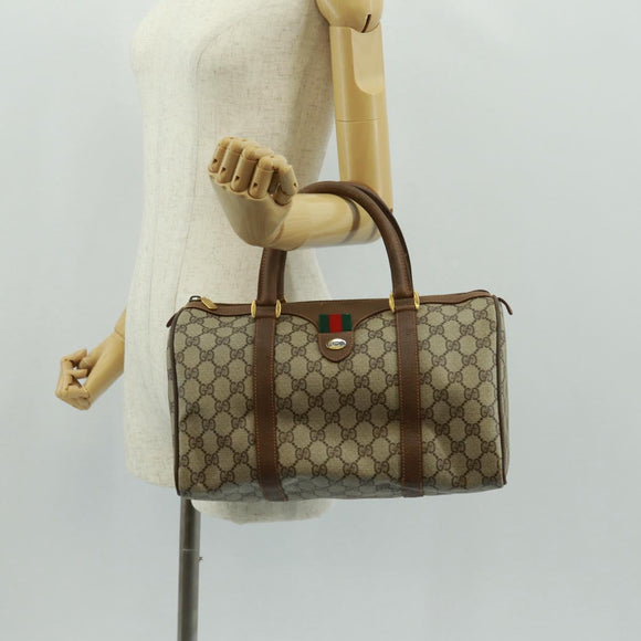 GUCCI GG Supreme Web Sherry Line Bag PVC Beige Green Red 58 02 007 Auth 72785