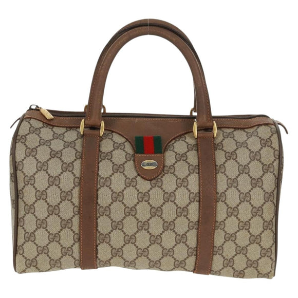 GUCCI GG Supreme Web Sherry Line Bag PVC Beige Green Red 58 02 007 Auth 72785