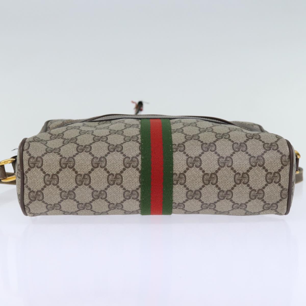 GUCCI GG Canvas Web Sherry Line Shoulder Bag PVC Beige Green Red Auth 72787