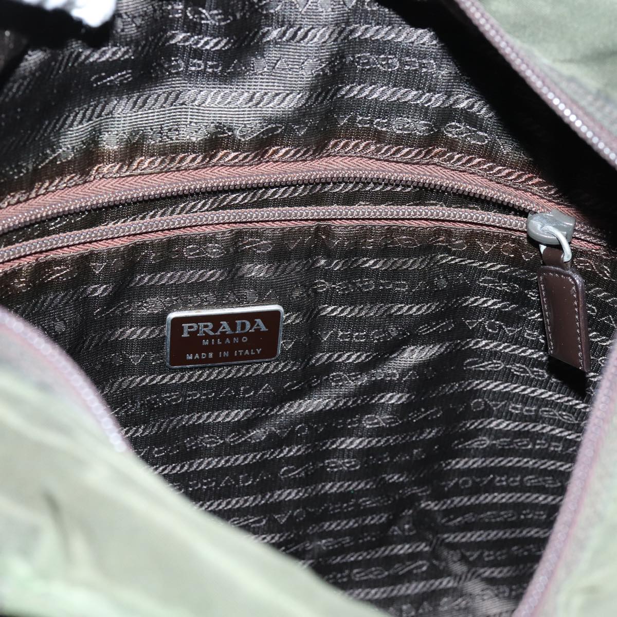 PRADA Tote Bag Nylon Khaki Auth 72791