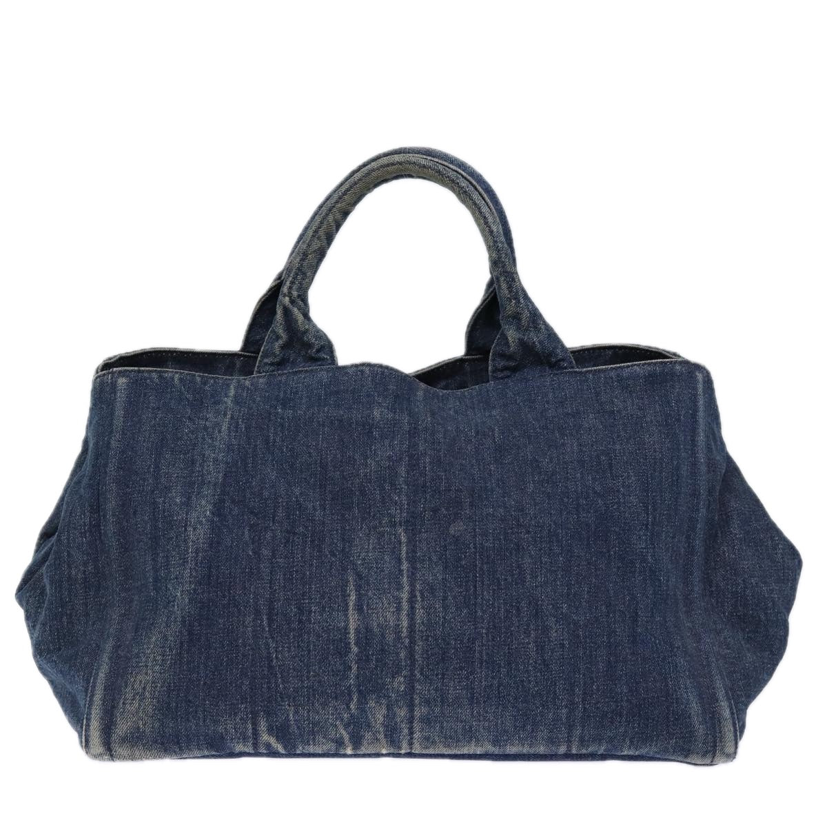 PRADA Bijoux Canapa MM Hand Bag Denim Blue Auth 72799 - 0