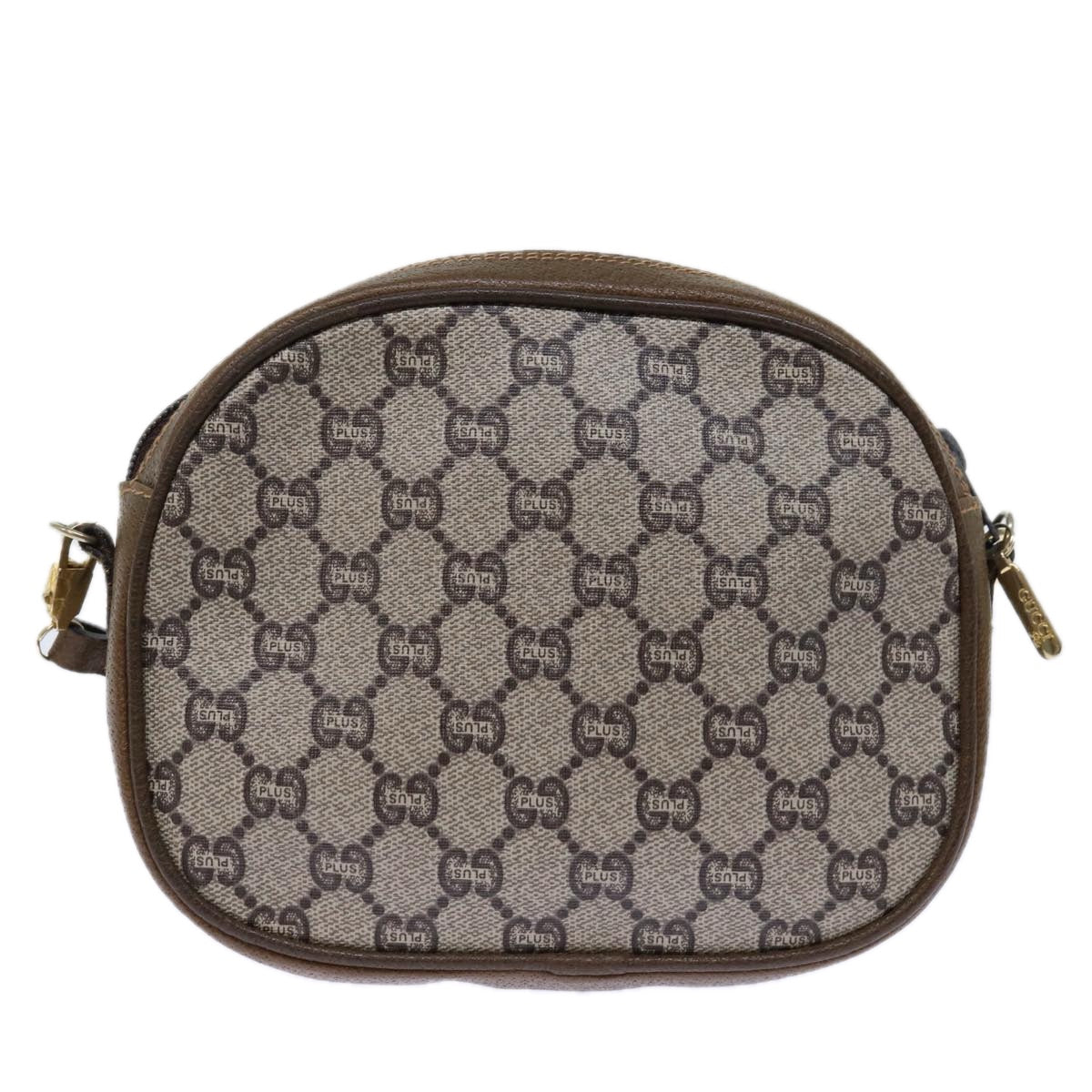 GUCCI GG PLUS Canvas Shoulder Bag PVC Beige Auth 72812 - 0