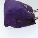 PRADA Chain Shoulder Bag Nylon Purple Auth 72859-3