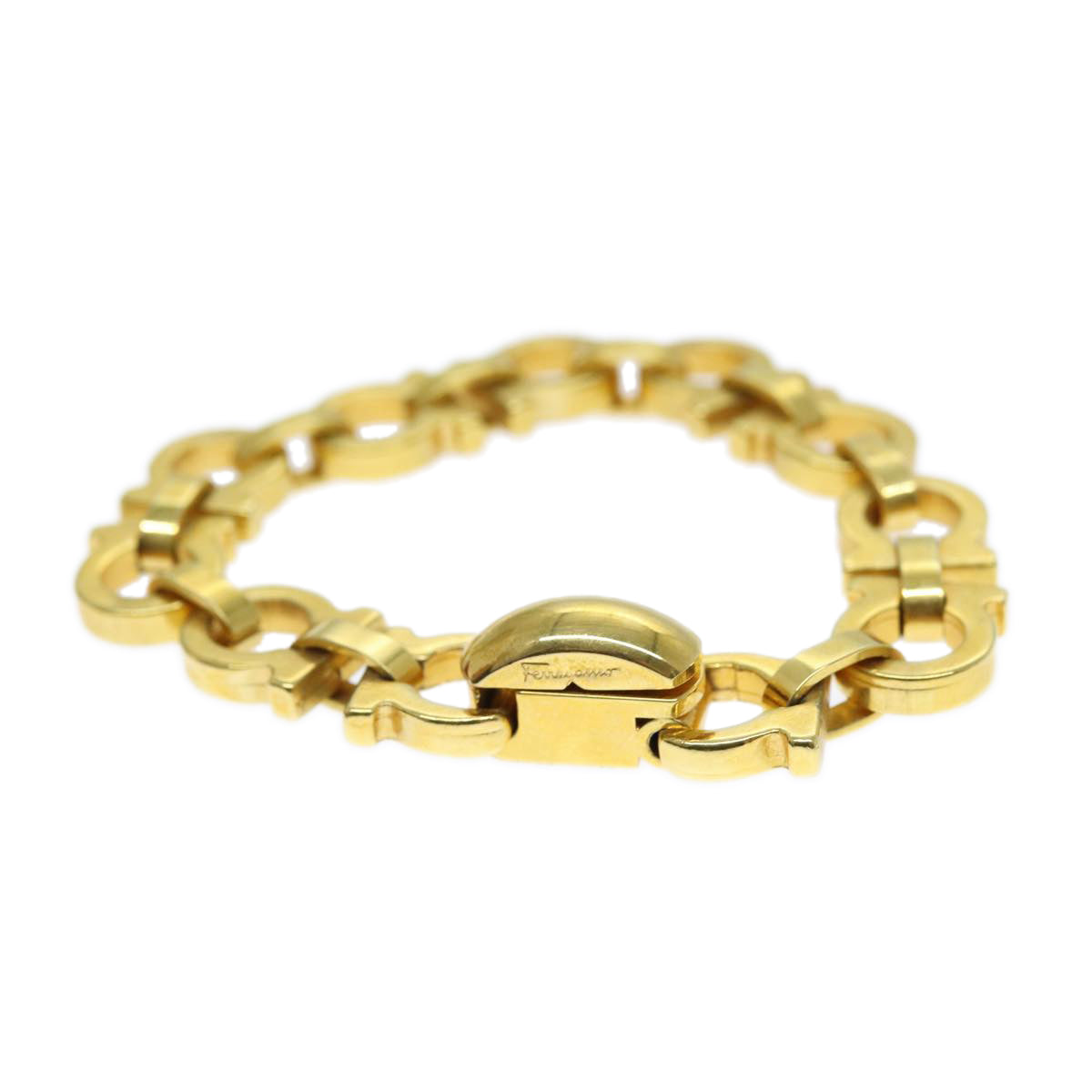 Salvatore Ferragamo Gancini Bracelet Gold Auth 72917