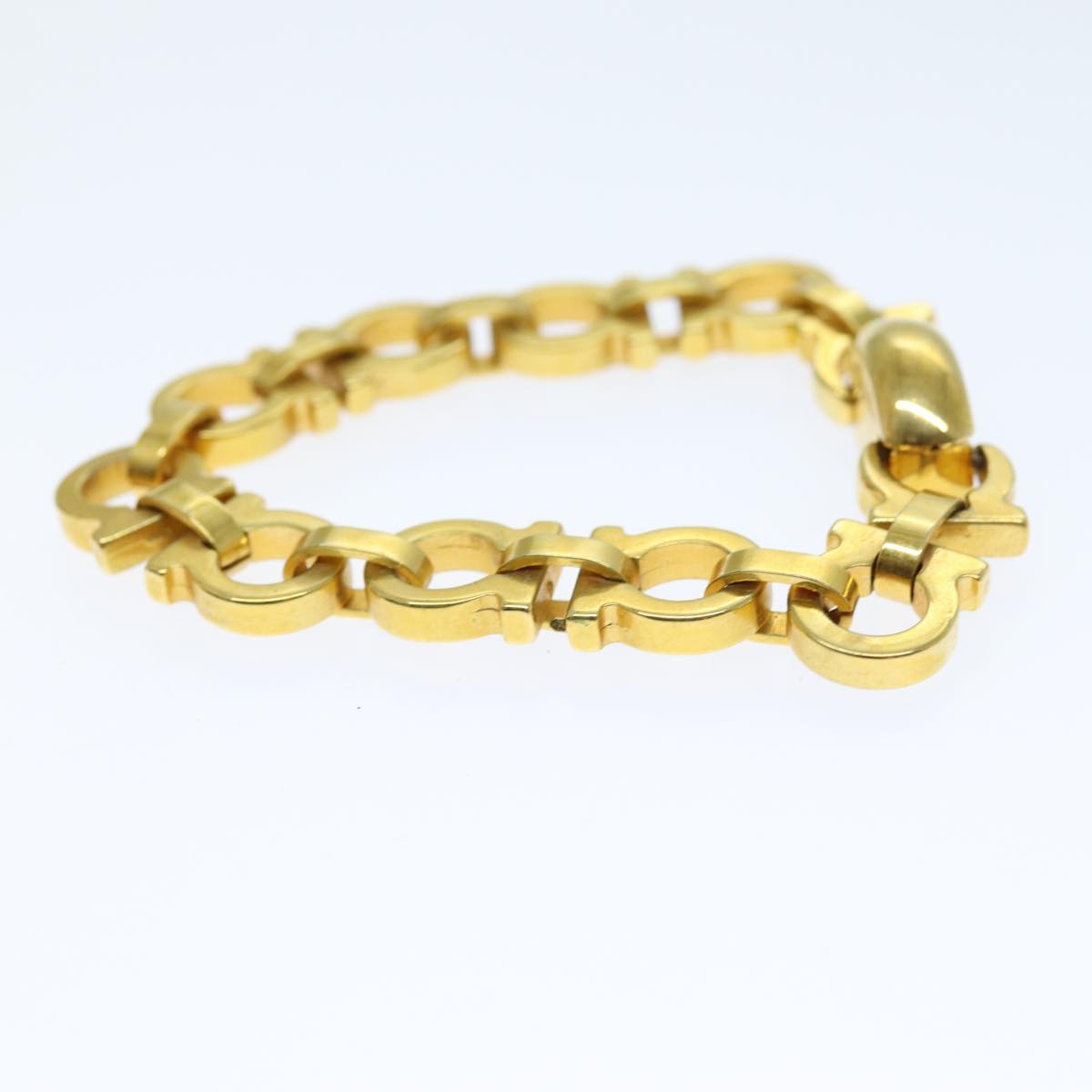 Salvatore Ferragamo Gancini Bracelet Gold Auth 72917