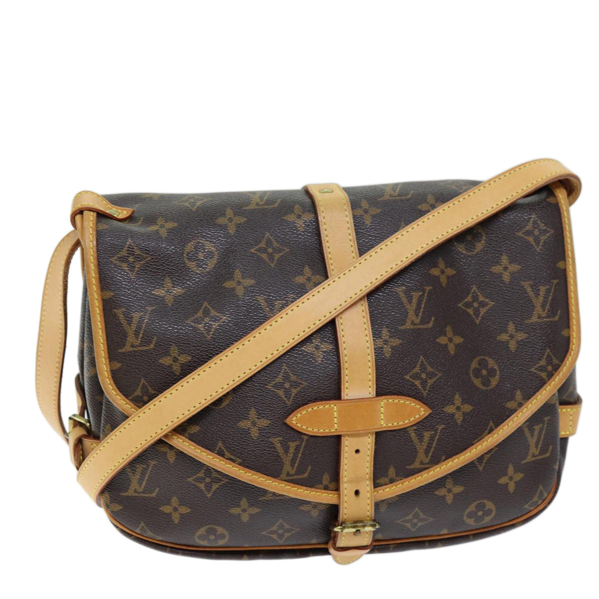 LOUIS VUITTON Monogram Saumur 30 Shoulder Bag M42256 LV Auth 72930