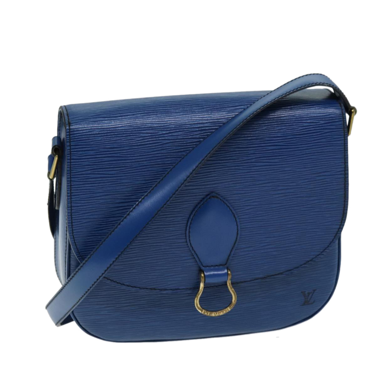 LOUIS VUITTON Epi Saint Cloud GM Shoulder Bag Blue M52195 LV Auth 73000