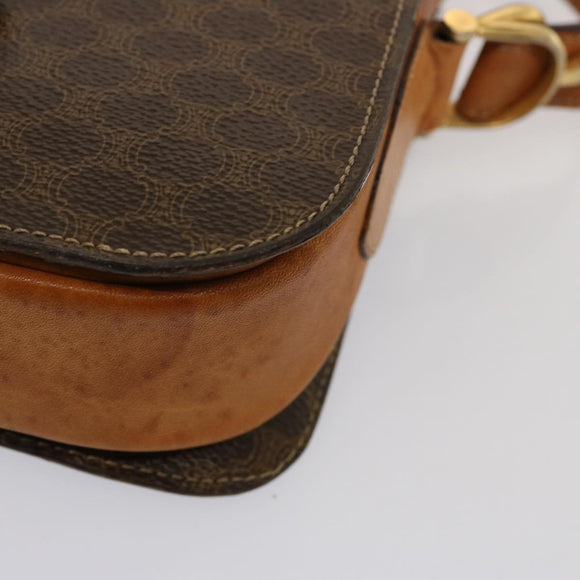 CELINE Macadam Canvas Schoudertas PVC Bruin Auth 73006