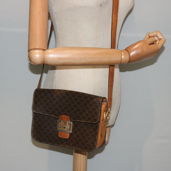CELINE Macadam Canvas Schoudertas PVC Bruin Auth 73006