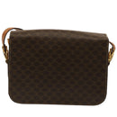 CELINE Macadam Canvas Schoudertas PVC Bruin Auth 73006-2