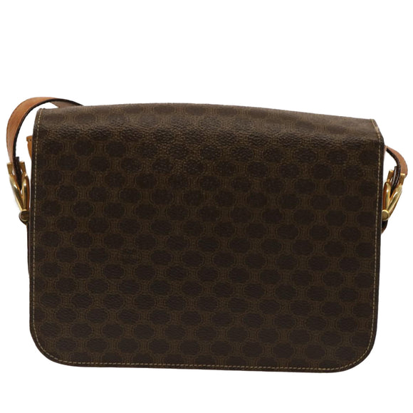 CELINE Macadam Canvas Schoudertas PVC Bruin Auth 73006