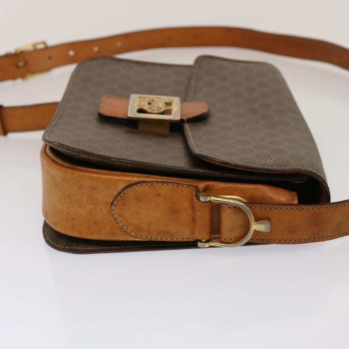 CELINE Macadam Canvas Shoulder Bag PVC Brown Auth 73006