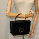 CELINE Hand Bag Leather 2way Black Auth 73008V-23