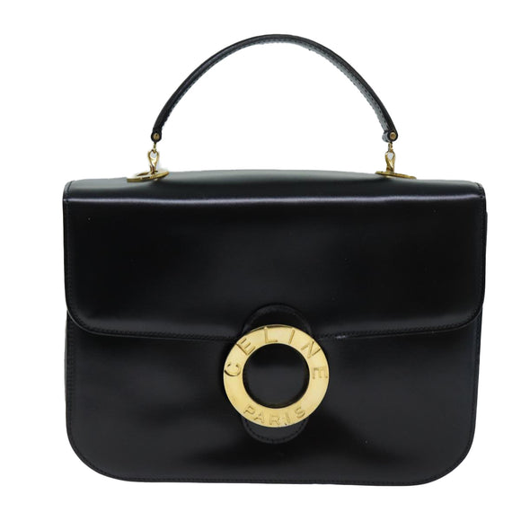 CELINE Hand Bag Leather 2way Black Auth 73008V