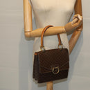 CELINE Macadam Canvas Hand Bag PVC Brown Auth 73012-22