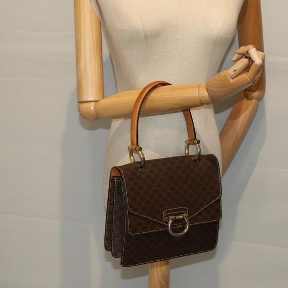 CELINE Macadam Canvas Handtasche PVC Braun Auth 73012