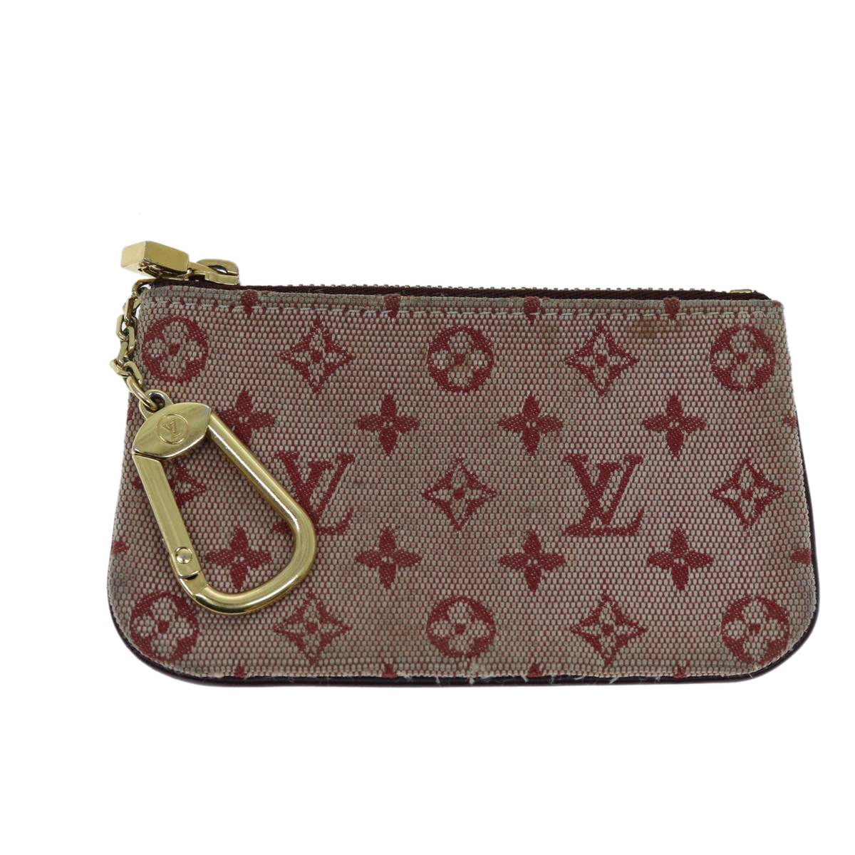 LOUIS VUITTON Monogram Mini Pochette Cles Coin Purse Red M92238 LV Auth 73019