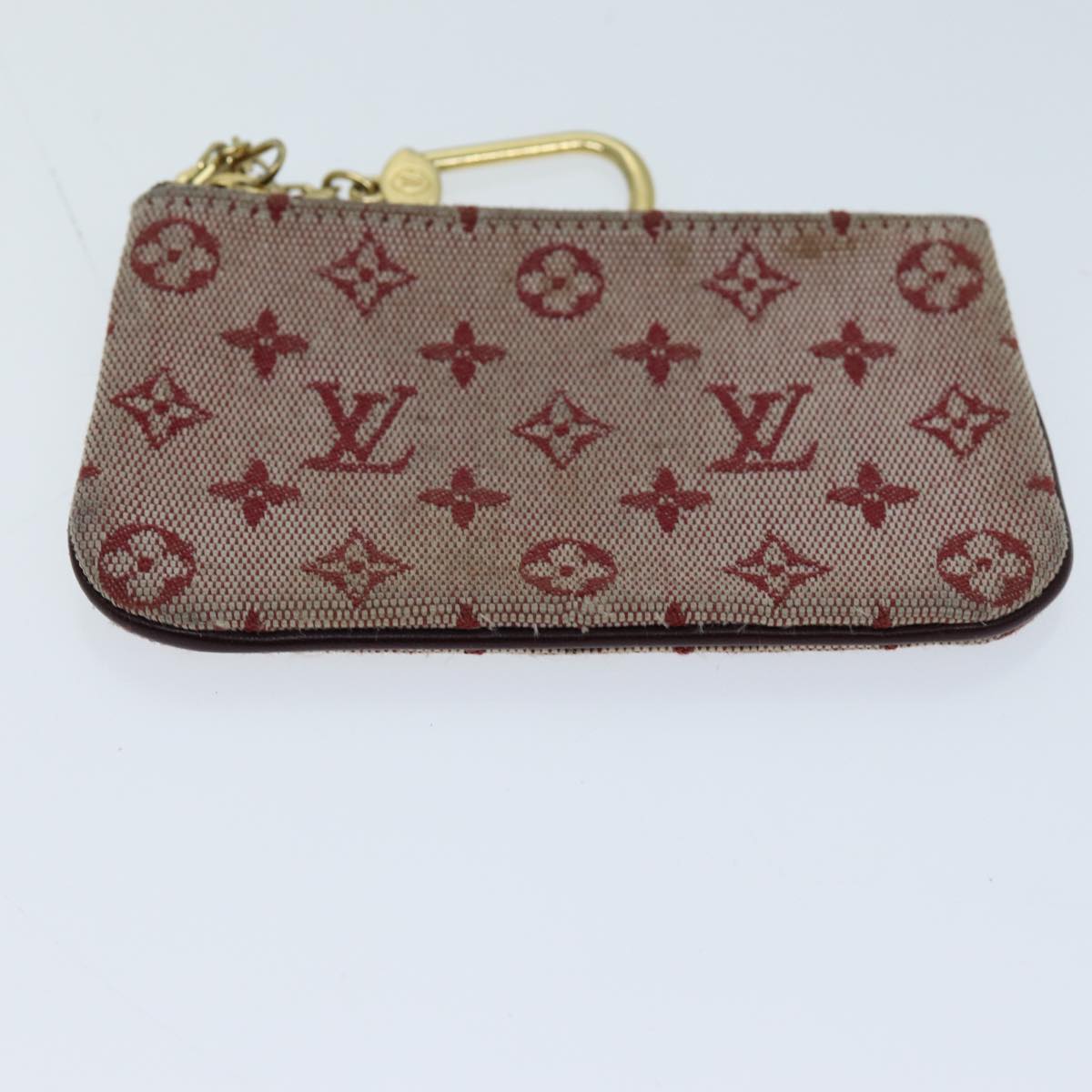 LOUIS VUITTON Monogram Mini Pochette Cles Coin Purse Red M92238 LV Auth 73019