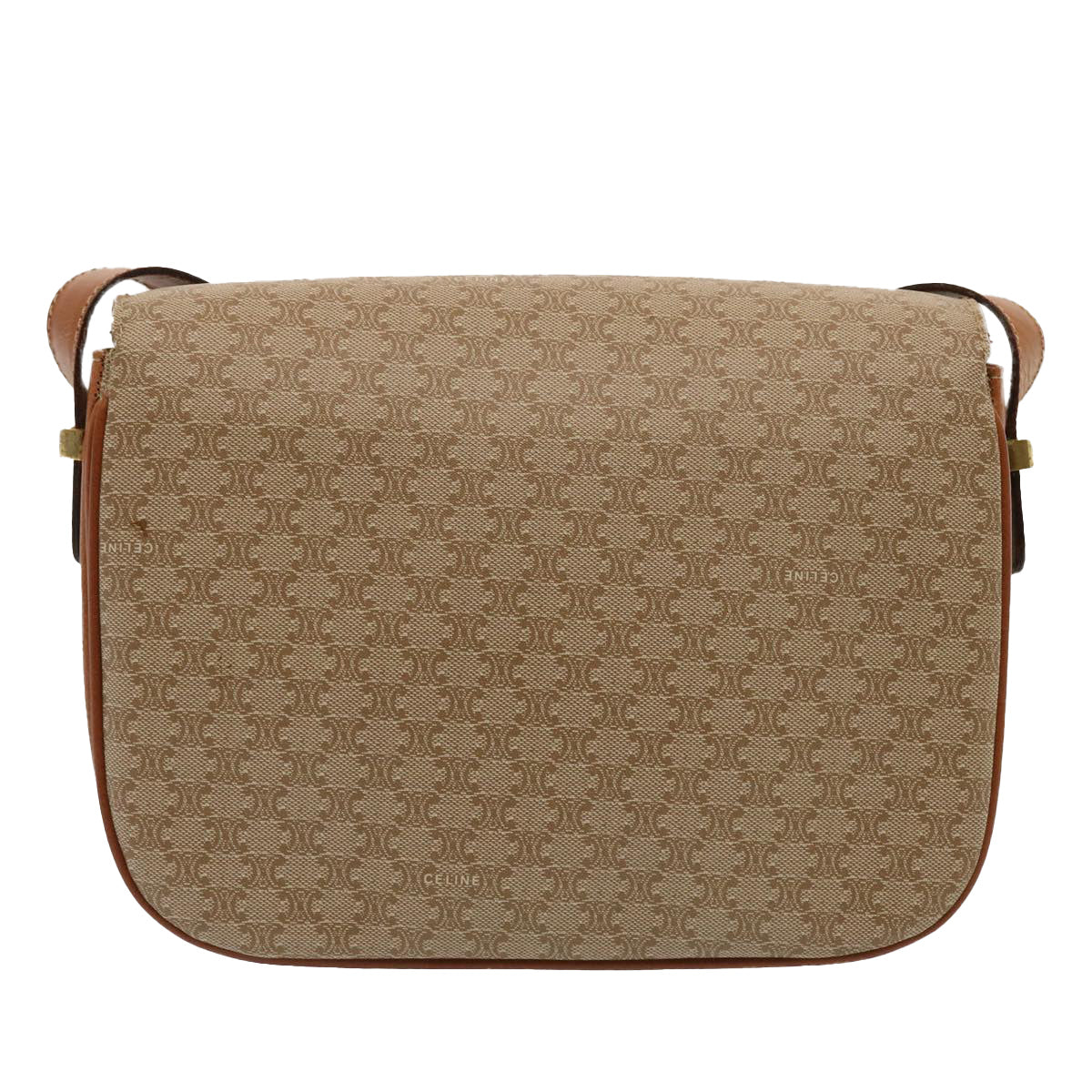 CELINE Macadam Canvas Shoulder Bag Beige Auth 73027 - 0
