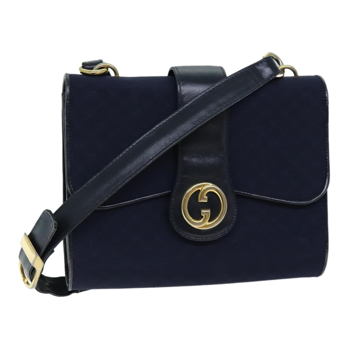 GUCCI Micro GG Canvas Shoulder Bag Navy Auth 73031