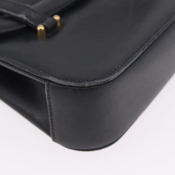 GUCCI Hand Bag Leather Black Auth 73035