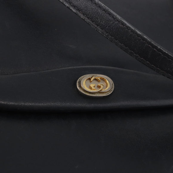 GUCCI Hand Bag Leather Black Auth 73035