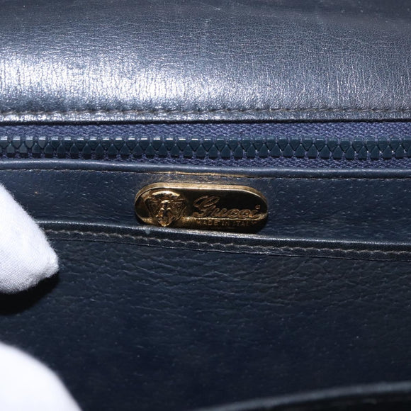 GUCCI Hand Bag Leather Black Auth 73035