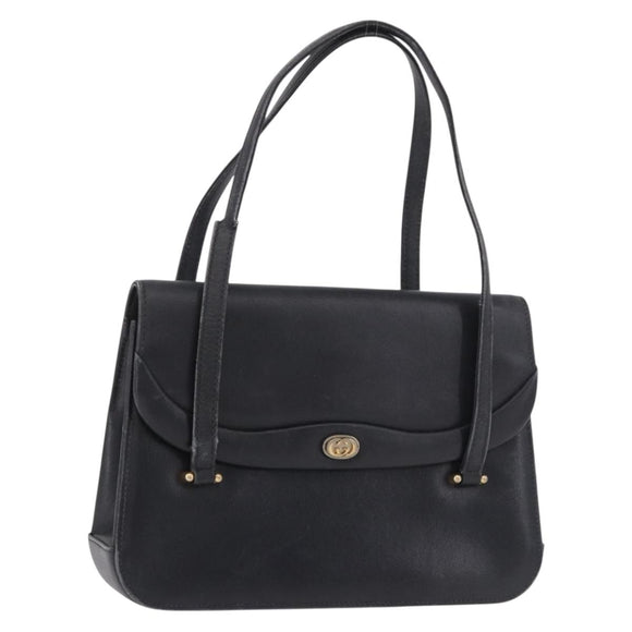 GUCCI Hand Bag Leather Black Auth 73035