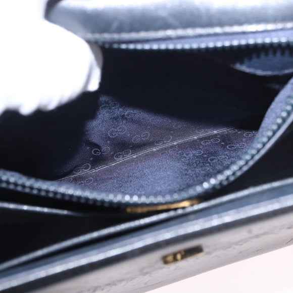 GUCCI Hand Bag Leather Black Auth 73035