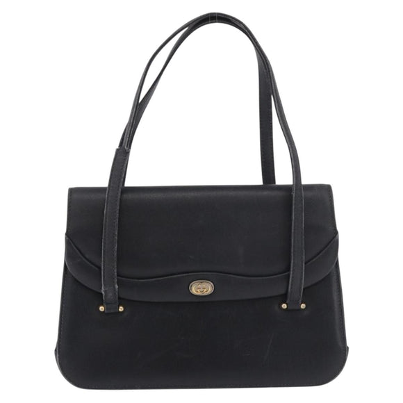 GUCCI Hand Bag Leather Black Auth 73035