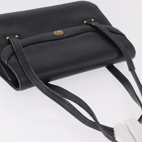 GUCCI Hand Bag Leather Black Auth 73035