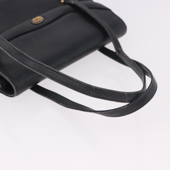 GUCCI Hand Bag Leather Black Auth 73035