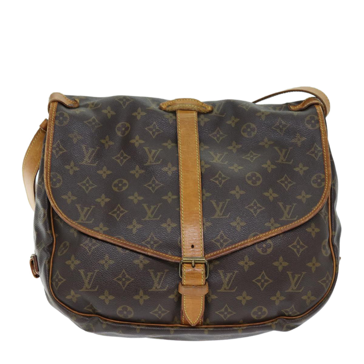 LOUIS VUITTON Monogram Saumur 35 Shoulder Bag M42254 LV Auth 73044