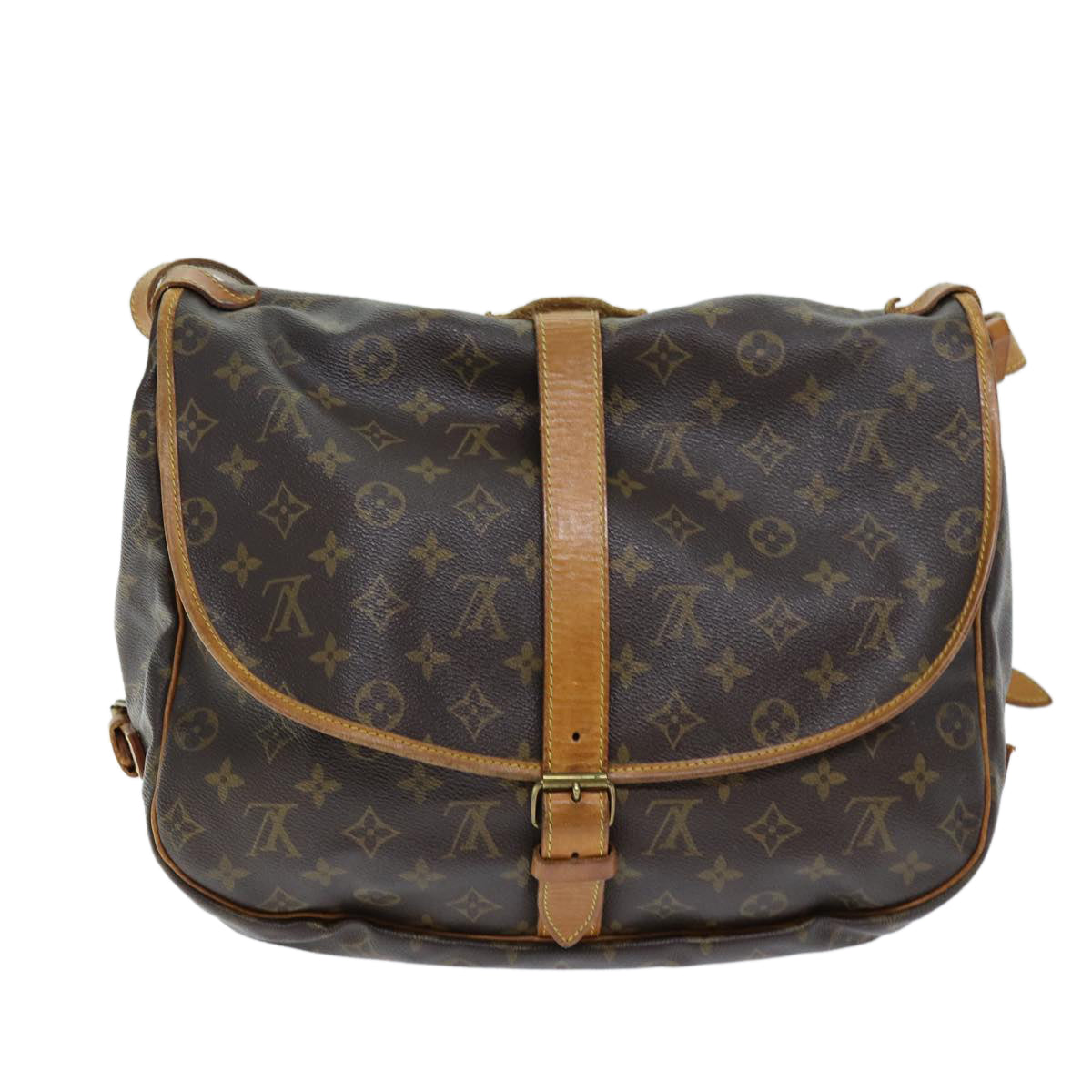 LOUIS VUITTON Monogram Saumur 35 Shoulder Bag M42254 LV Auth 73044