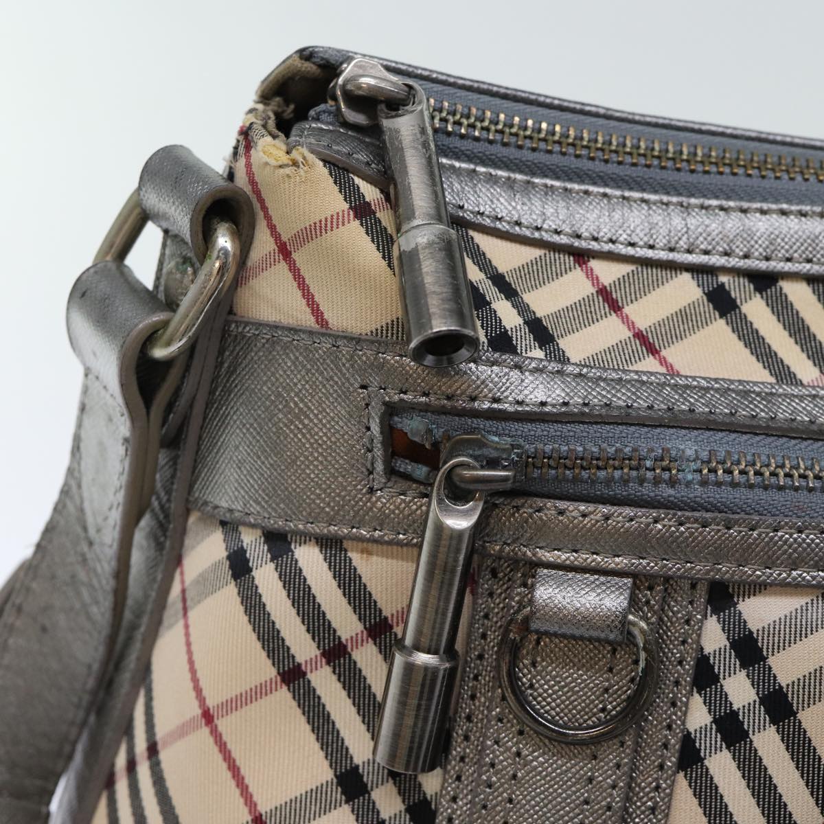 BURBERRY Nova Check Shoulder Bag Canvas Beige Auth 73089