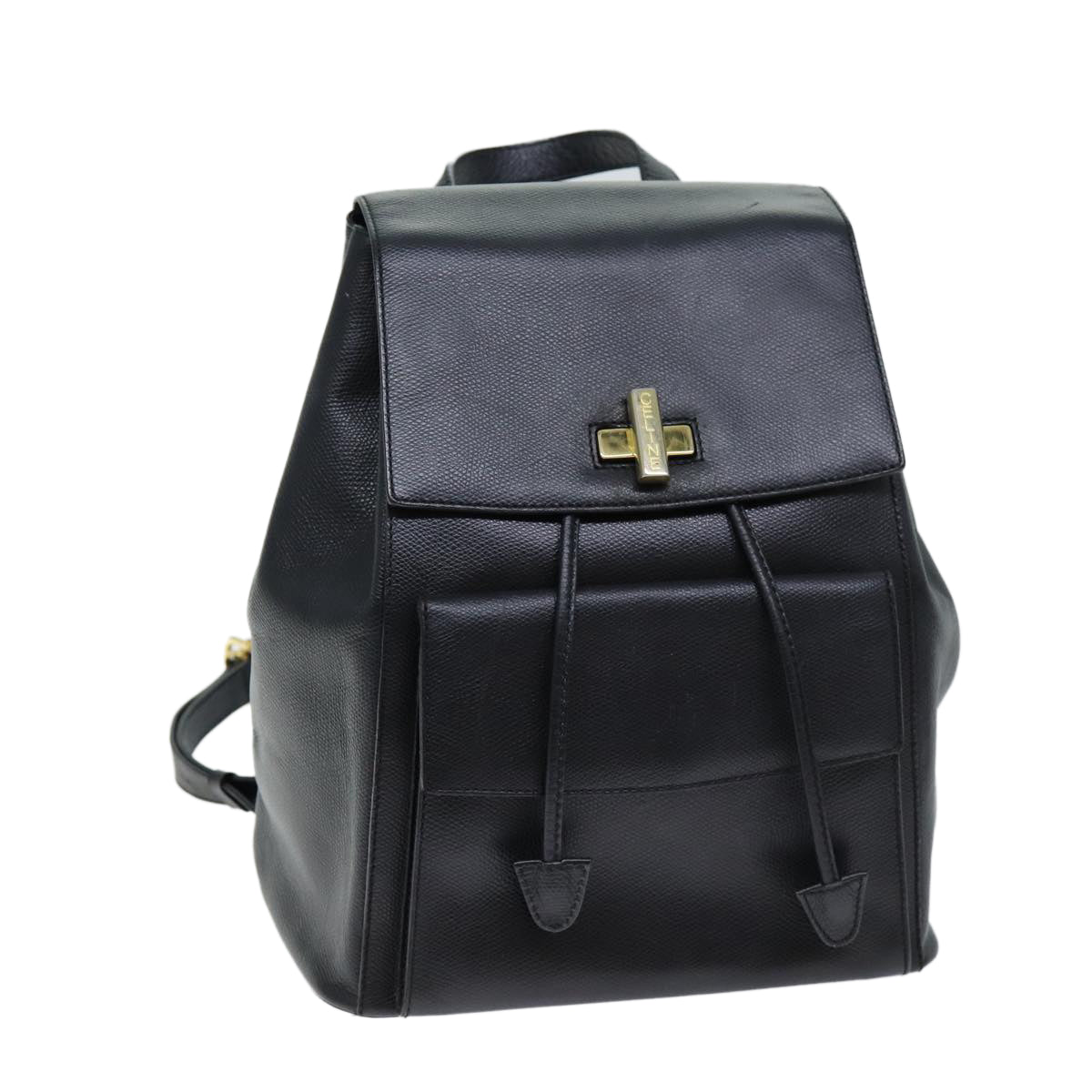 CELINE Backpack Leather Black Auth 73090