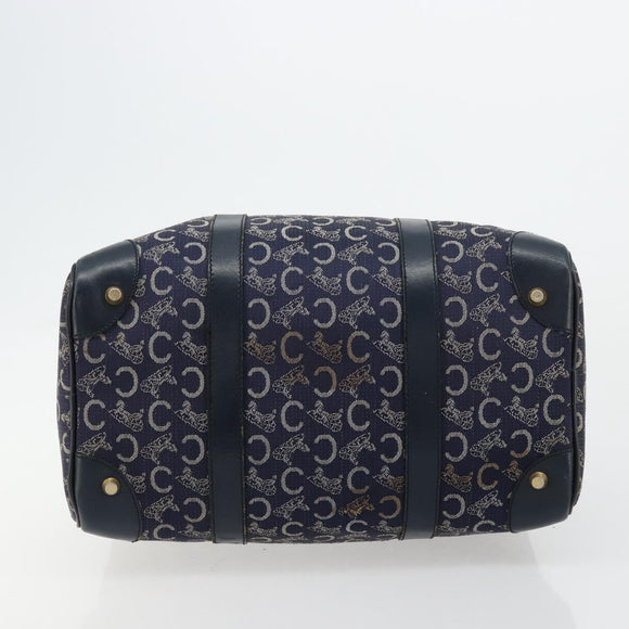 CELINE C Sulky Handtasche Canvas Navy Gold Auth 73095