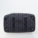 CELINE C Sulky Hand Bag Canvas Navy Gold Auth 73095-9
