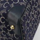 CELINE C Sulky Hand Bag Canvas Navy Gold Auth 73095-14