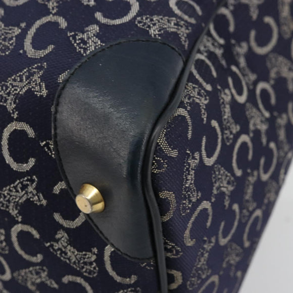 CELINE C Sulky Hand Bag Canvas Navy Gold Auth 73095